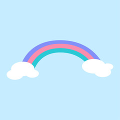 Vector rainbow with clouds icon isolated on background