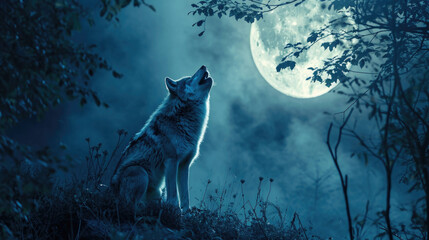 A lone werewolf, transformed by the magic of the full moon, raises its head to the sky and lets out a primal howl that sends shivers down the spines of those who hear it. Fantasy art