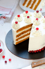 Beautiful and delicious homemade carrot cake With Cream Cheese Frosting