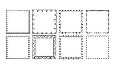  Vector collection of square vintage frames on white background