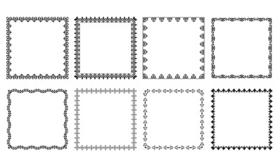 Vector collection of square vintage frames on white background