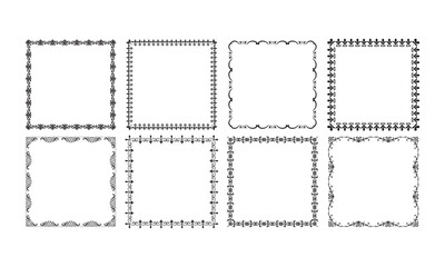 Vector collection of square vintage frames on white background