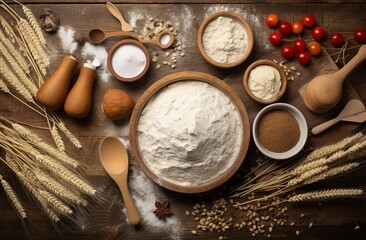 Obraz na płótnie Canvas Baking ingredients on rustic wooden background.