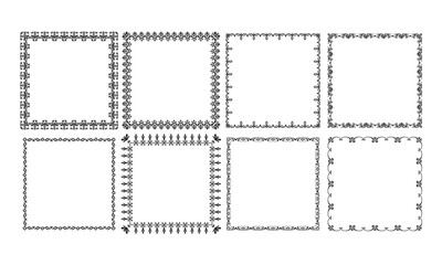 Vector collection of square vintage frames on white background