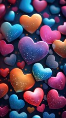 Fototapeta premium Festive background with colorful hearts. Generative AI.