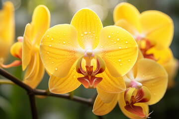 Beautiful yellow blooming orchid flower