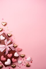 Festive background with gift box & love shape