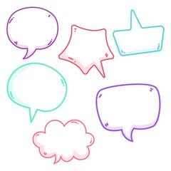 Vector hand drawn speech bubble collection on white background