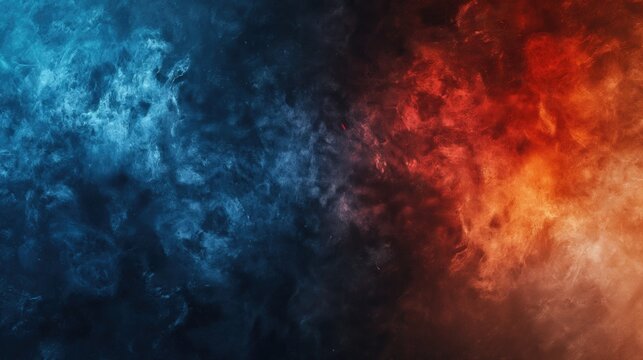 Abstract red fire versus blue ice background. Heat and cold concept.