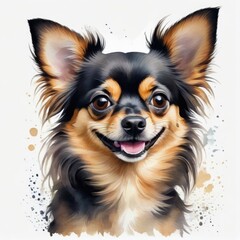 Fototapeta premium Watercolor black and tan chihuahua dog