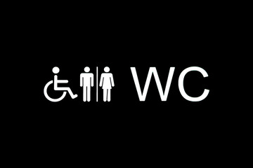 Toilet symbols for men, women and disabled people.Toilet icons set. Men and women WC signs for restroom at the airport or train station...