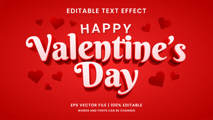 Happy valentine's day 3d editable text effect - obrazy, fototapety, plakaty