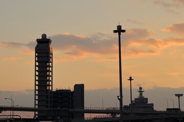 Fototapeta na wymiar 夕方の関西国際空港の風景