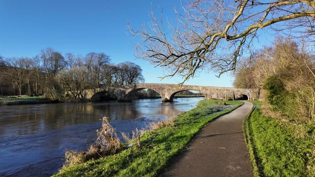River Suir at Kilsheelan Blueway on winter morning in mid winter