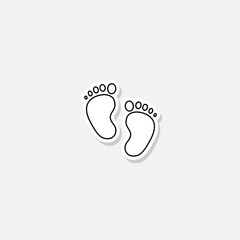 Baby feet icon sticker isolated on gray background