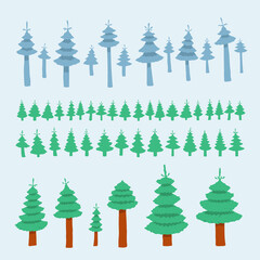 Vector Illustration Set of Fir Tree Elements