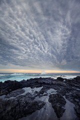 cyclone sunset over the sea