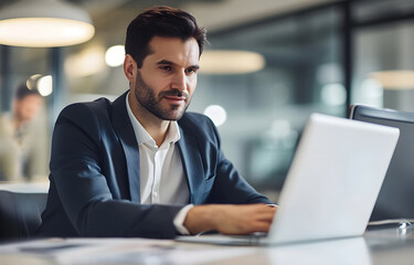 Businessman brainstorming, having a discussion about work projec