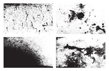 Grunge texture effect set. Distressed overlay rough textured. Abstract vintage monochrome. Black isolated on white background. Graphic design halftone style concept for banner, flyer, etc