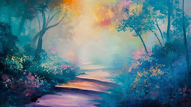 Pathway leading towards healing portrayed in a mental health painting