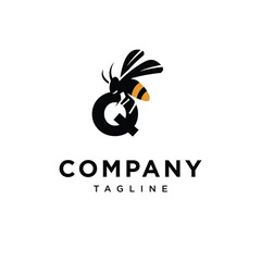 Letter Q bee logo icon vector template.eps