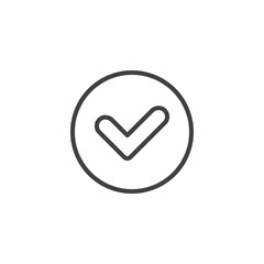 Circular button with check mark line icon