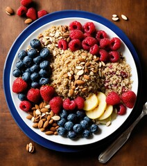Healthy snack. fruits nuts berries on a plate
