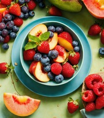 Healthy snack. fruits nuts berries on a plate