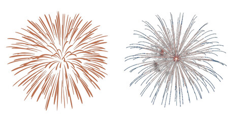 set of fireworks isolated on transparent background
