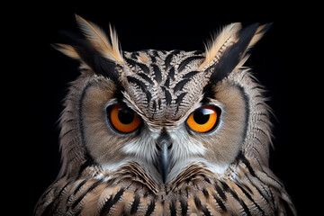 owl, bird, beak, animal, eyes, feather, wildlife, nature, predator, eye, portrait, bird of prey, wild, feathers, brown, prey, bubo bubo, wise, closeup, hunter, raptor, wisdom, birds - obrazy, fototapety, plakaty