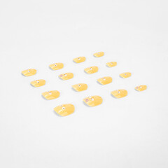 realistic set of colored false nails adhesive isolated on white background. top view. false nails...