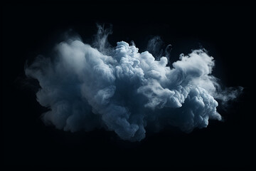 Graphic resources of blue smoke, mist, cloud, thunder, storm or dye, paint floating in water or levitating in air. Abstract, minimalist and surreal blank background with copy space
