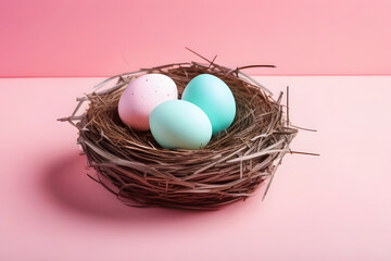 easter eggs in nest. 