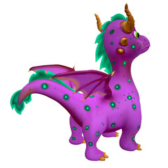 symbol of 2024 cheerful cute little purple dragon