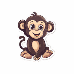 Fototapeta premium Cute baby monkey sticker vector illustration