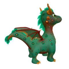 Fototapeta premium The green dragon is magical, an interesting symbol of wealth for 2024