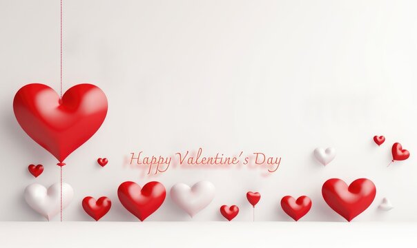 Hearts banner for Valentine's Day on white background.