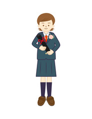 卒業証書を持って微笑む女の子(全身)②