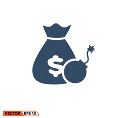Financial risk icon design vector graphic of template, sign and symbol
