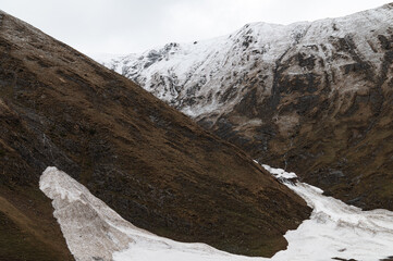The Mountain along the way to Kazbergi. Beautiful view of the city of Mtskheta.