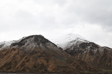 The Mountain along the way to Kazbergi. Beautiful view of the city of Mtskheta.