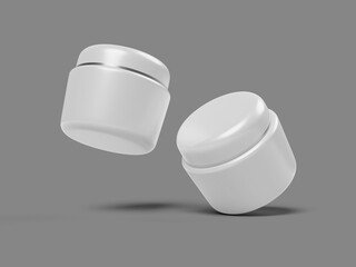 White Blank Skincare Jar Mockup 3D Render Floating
