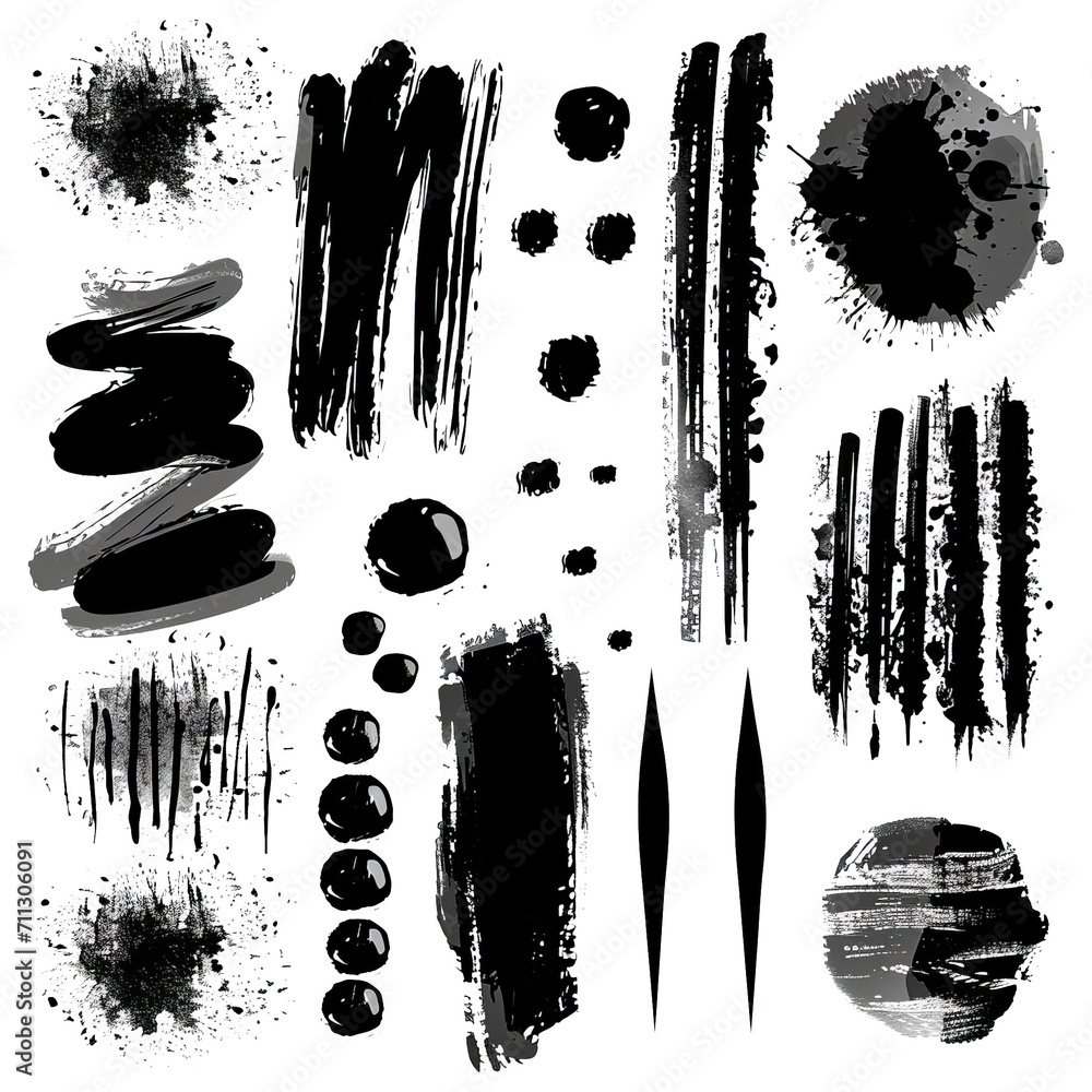 Wall mural Vector set of felt tip pen spots