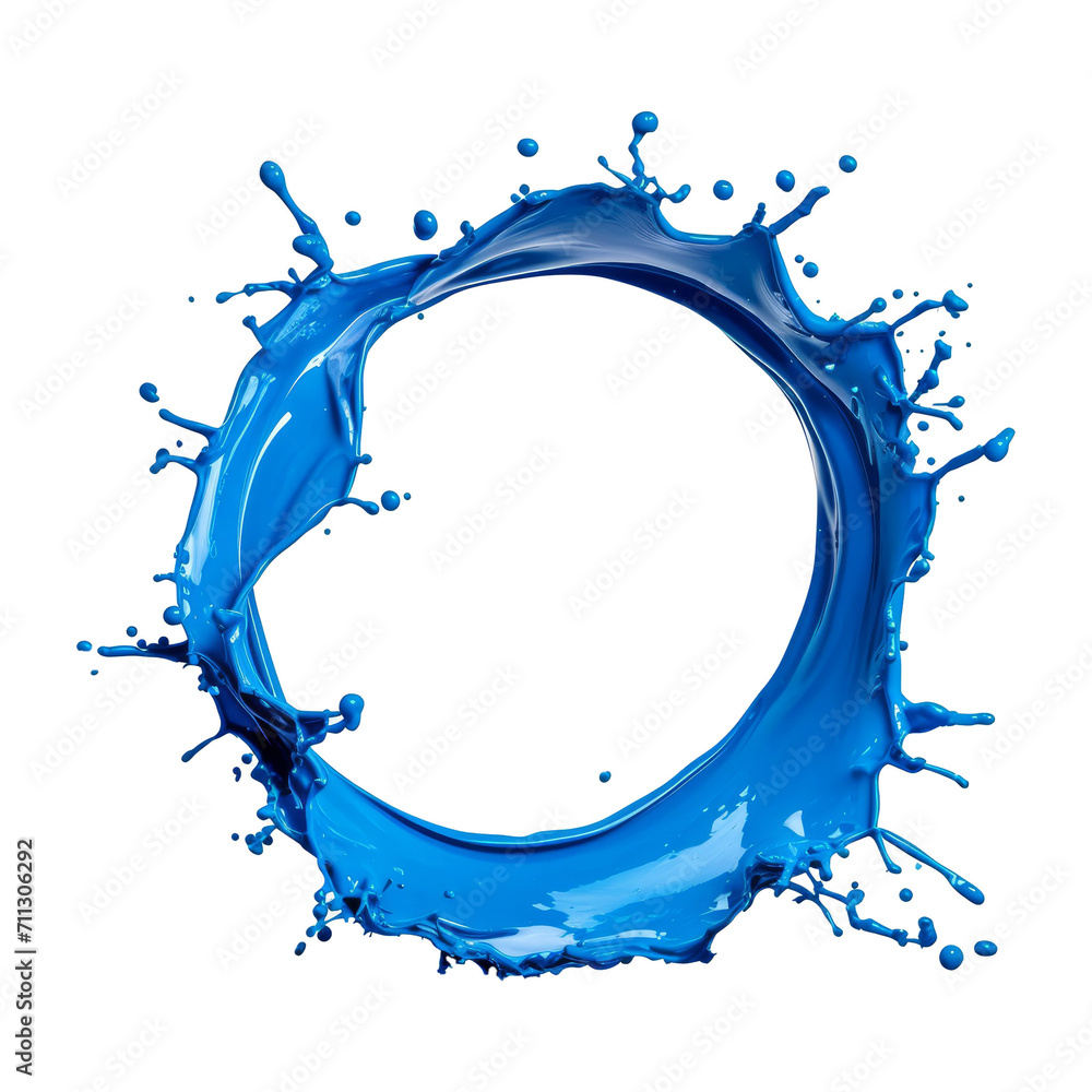 Wall mural Blue paint splashes circle