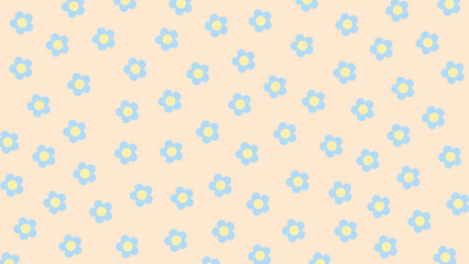 Beige seamless background with blue flowers