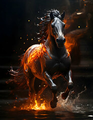 Obraz na płótnie Canvas horse running in the night