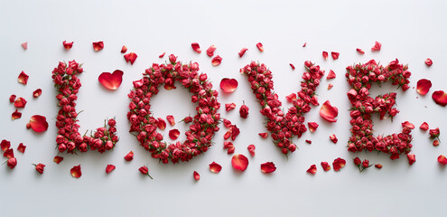 "LOVE" Spelled Out in Vivid Rose Petals