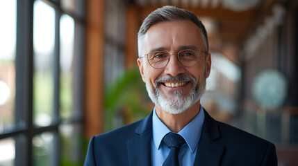 Fototapeta premium Leadership Gravitas, Happy CEO and Confident Bank Manager in Office