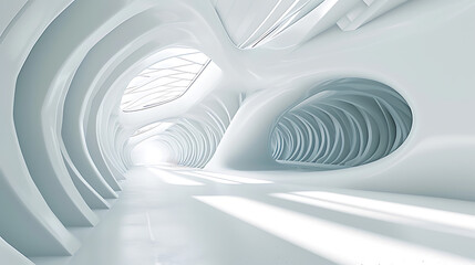 Naklejka premium Minimalist Technology, White Abstract Futuristic Structures