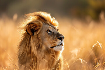 Naklejka premium Serene Encounters, Mastering Lion Photography in Natural Light